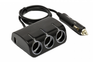 Разветвитель прикуривателя 3гнезда + 2USB (PSV) "YC-401" черный