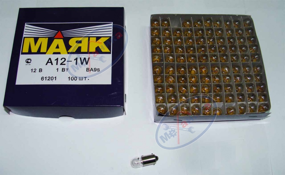 Лампа 12V1W (Маяк) (панель приборов) (61201)