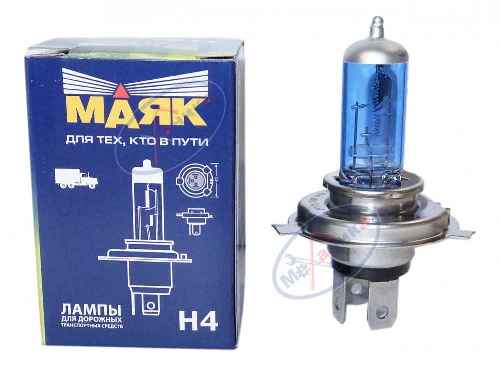Лампа галог H4 24V75/70W (Маяк) SUPER WHITE 54430SW