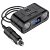 Разветвитель прикуривателя 2 гнезда с 2 USB 2 Type-C (PD, 22W)  WSC-45 с дисплеем (WALKER)
