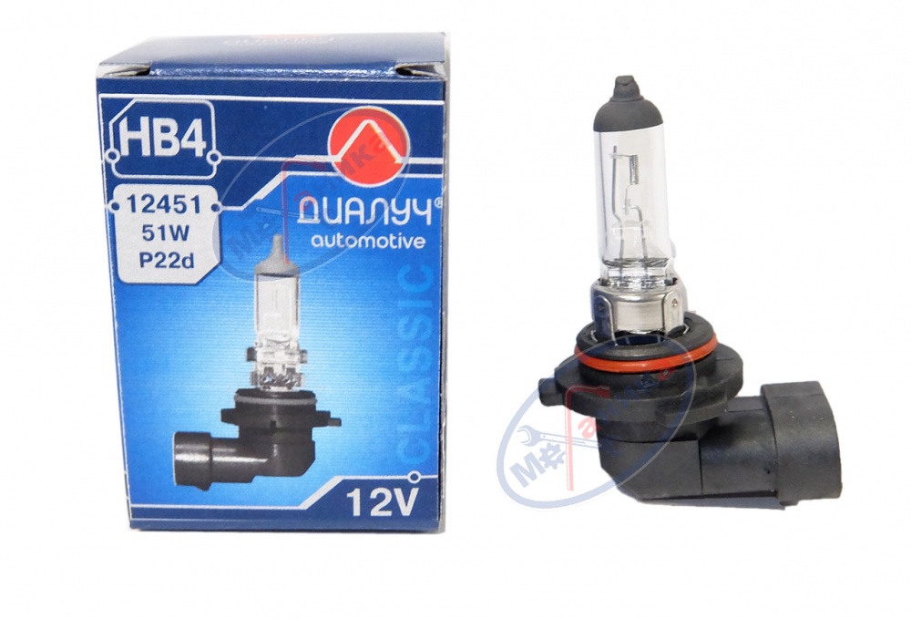 Лампа галог HВ4 12V51W (ДИАЛУЧ) 12451