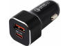 Зарядка USB в прикуриватель (CarLine) 12V/24V 1x USB QC 3.0А/18W + Type C Чёрный  CH-2U-TC