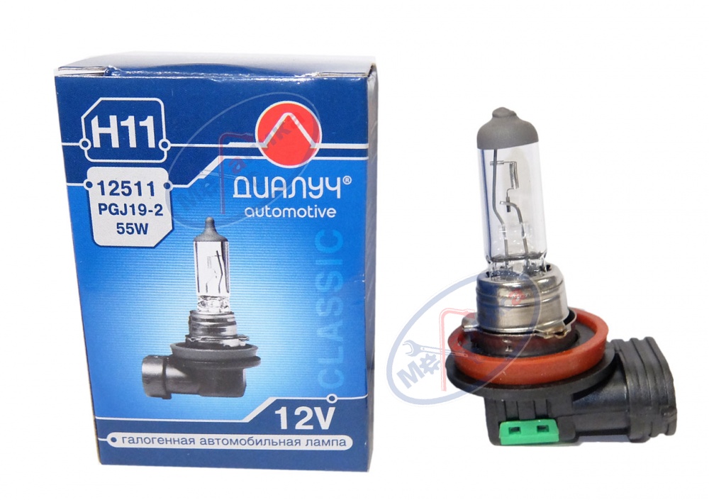 Лампа галог H11 12V55W (ДИАЛУЧ) 12511