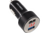 Зарядка USB в прикуриватель (CarLine) 12V/24V 2xUSB 3,4А  Чёрный, вольтметр  CH-2U-VM