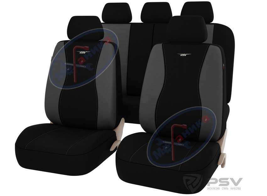 Чехлы L (PSV) полиэстер, карман, 3 молний, AirBag, Auris, серый