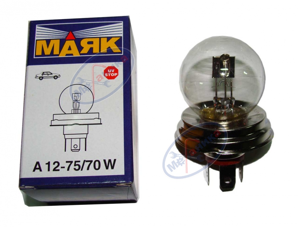 Лампа фарная 12V75/70W (Маяк) P45t 61275