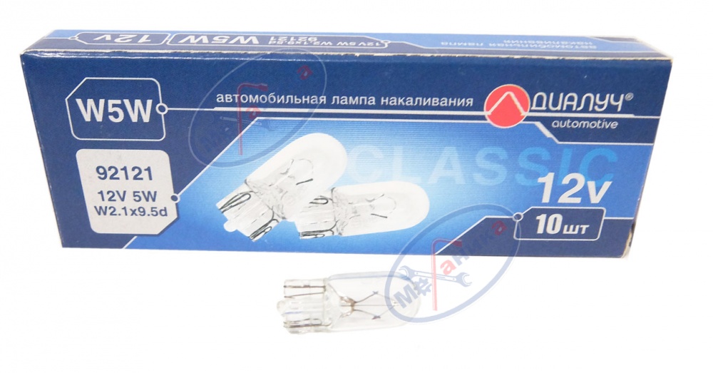 Лампа 12V5W (ДИАЛУЧ) (б/ц) (передние габариты) 92121