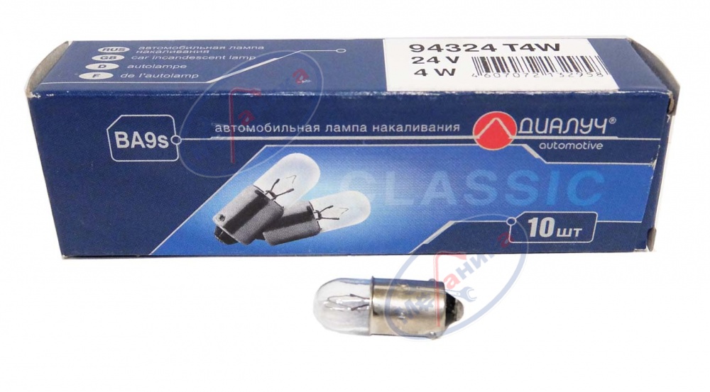 Лампа 24V4W (ДИАЛУЧ)  BA9s (поворотники, стоп) 94324