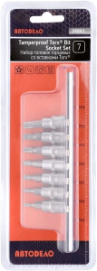 Головки набор 1/4" Torx с отверстием 7 пр со вставками (АвтоДело) планка (16441) 39861