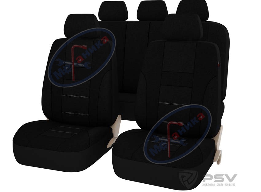 Чехлы S (PSV) полиэстер, карман, 3 молний, AirBag,CONCORD , черный