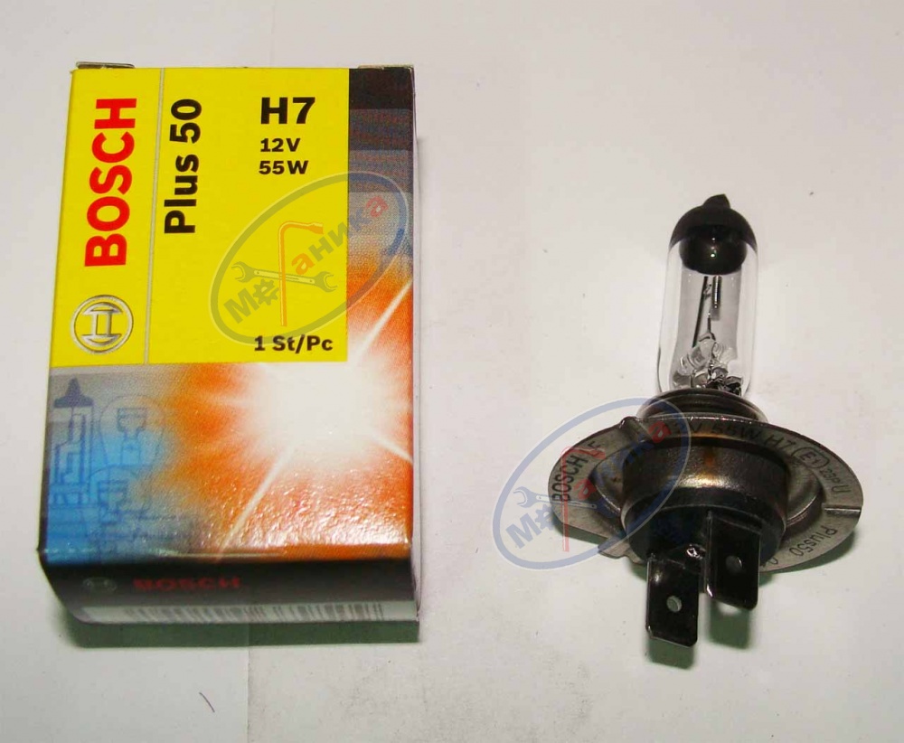 Лампа галог H7 12V55W+50% (BOSCH) 1987302079