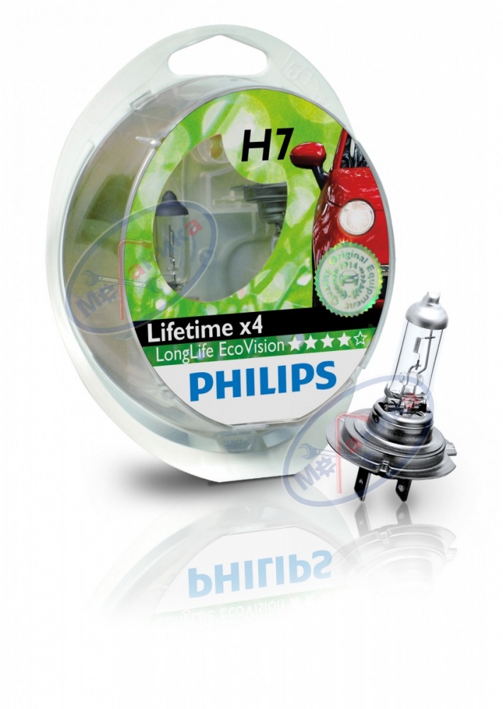 Лампа галог H7 12V55W (PHILIPS) LongLife удвоен. срок службы к-т2шт 12972 LLECOS2