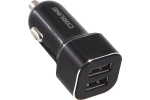 Зарядка USB в прикуриватель (CarLine) 12V/24V 2xUSB 3,8А  Чёрный  CH-2-31A
