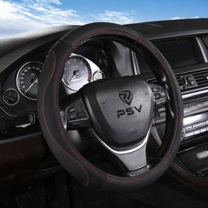 Оплетка кожа XL d-42см (PSV) Radikal чёрная, отстрочка красная экокожа