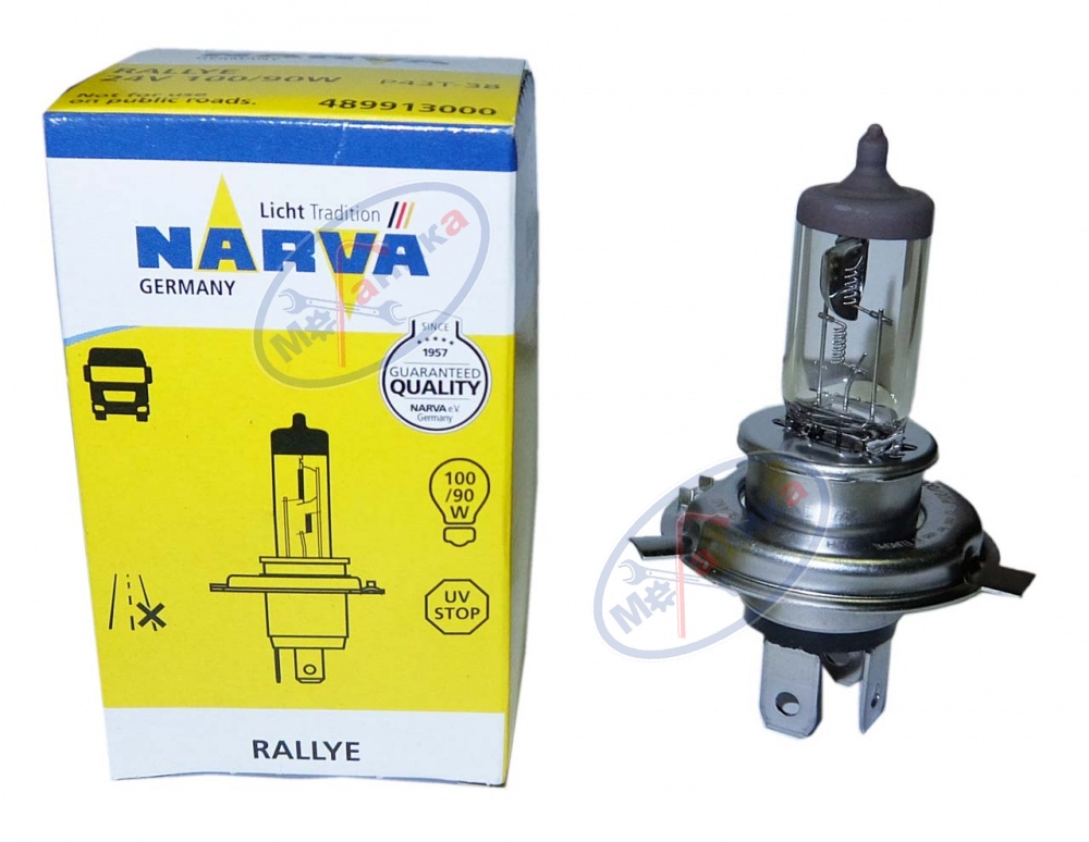 Лампа галог H4 24V100/90W (Narva) 48991 P43t-38