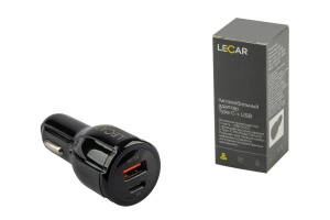 Зарядка "Адаптер USB в прикуриватель" (Лада-Имидж LECAR) 1хType C + 1хUSB 2.1А