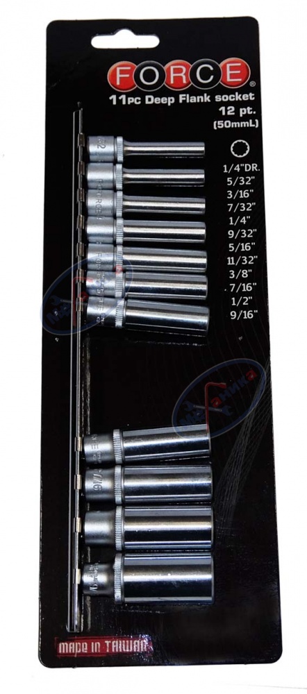 Головки набор 1/4" 12 гр дюймовые длин 11 пр (Force) планка 21110D