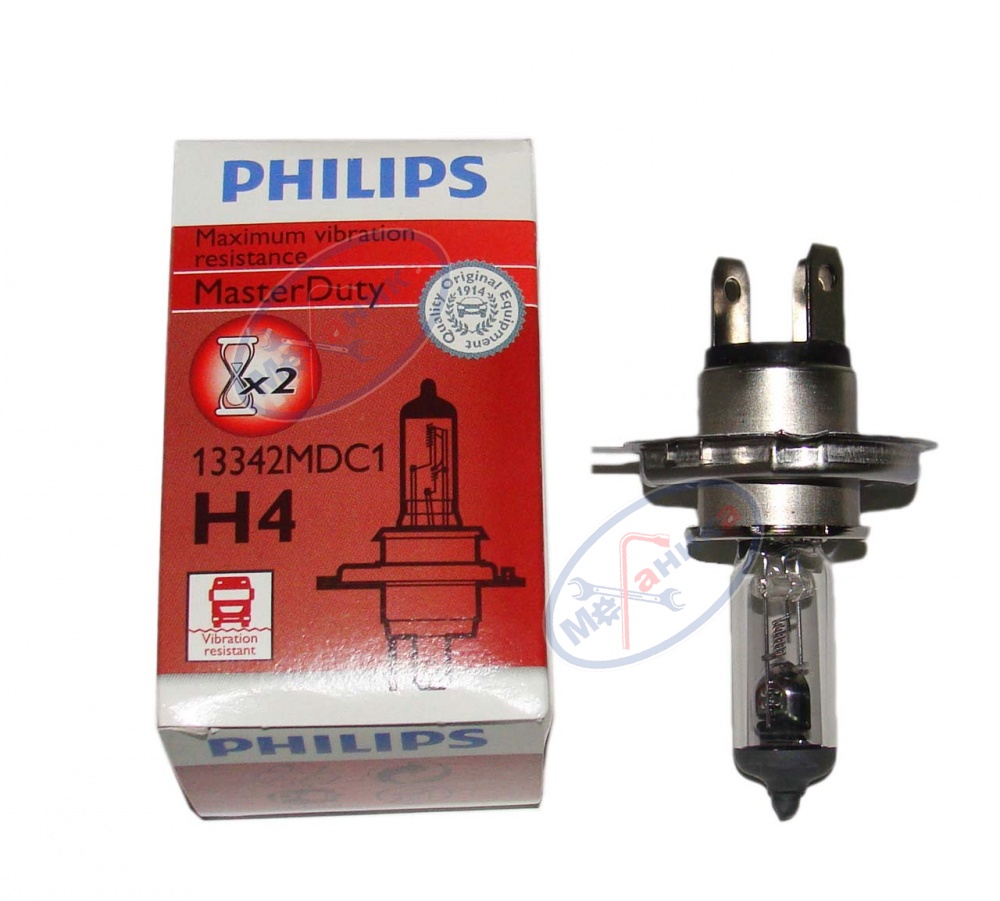 Лампа галог H4 24V75/70W (PHILIPS) вибростойкая MasterDuty 13342 MDC1