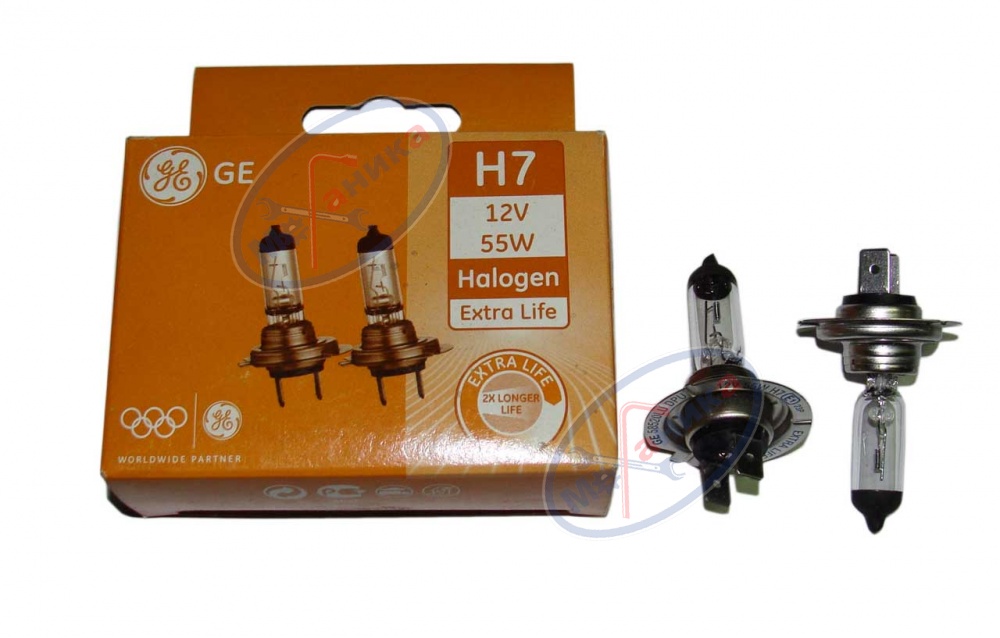 Лампа галог H7 12V55W (GE) Двойная жизнь ExtraLife к-т2шт 58520DPU