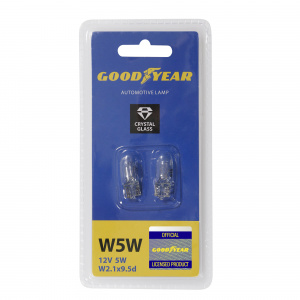 Лампа 12V5W  W5W (Goodyear)  (б/ц)  W2.1x9.5d (блистер: к-т 2шт.) GY015206