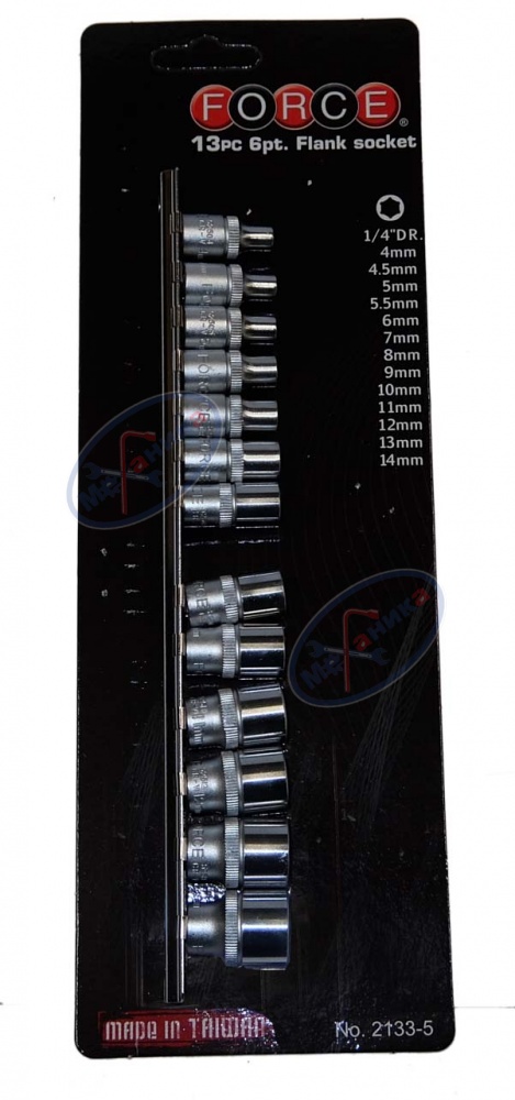 Головки набор 1/4" 6 гр 13 пр (Force) планка 2133-5 
