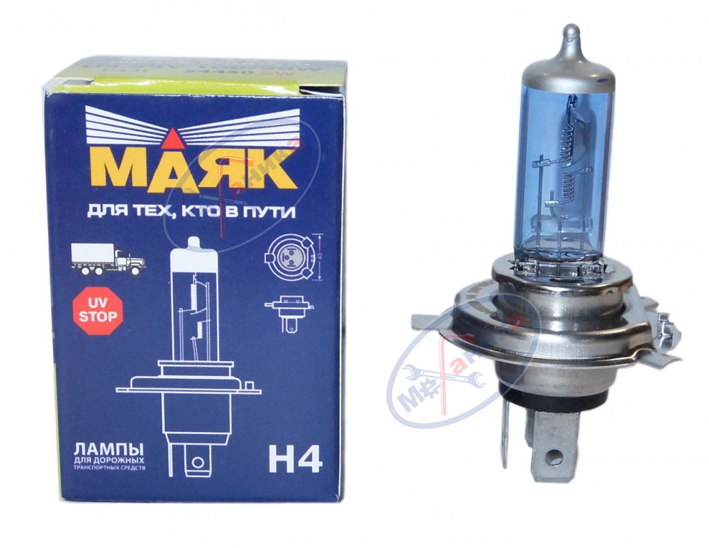 Лампа галог H4 24V100/90W (Маяк) SUPER WHITE 54450SW