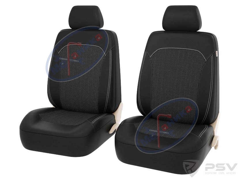 Чехлы L (PSV) Talisman NEXT 2 FRONT экокожа+жаккард Черно/Белый 2 шт