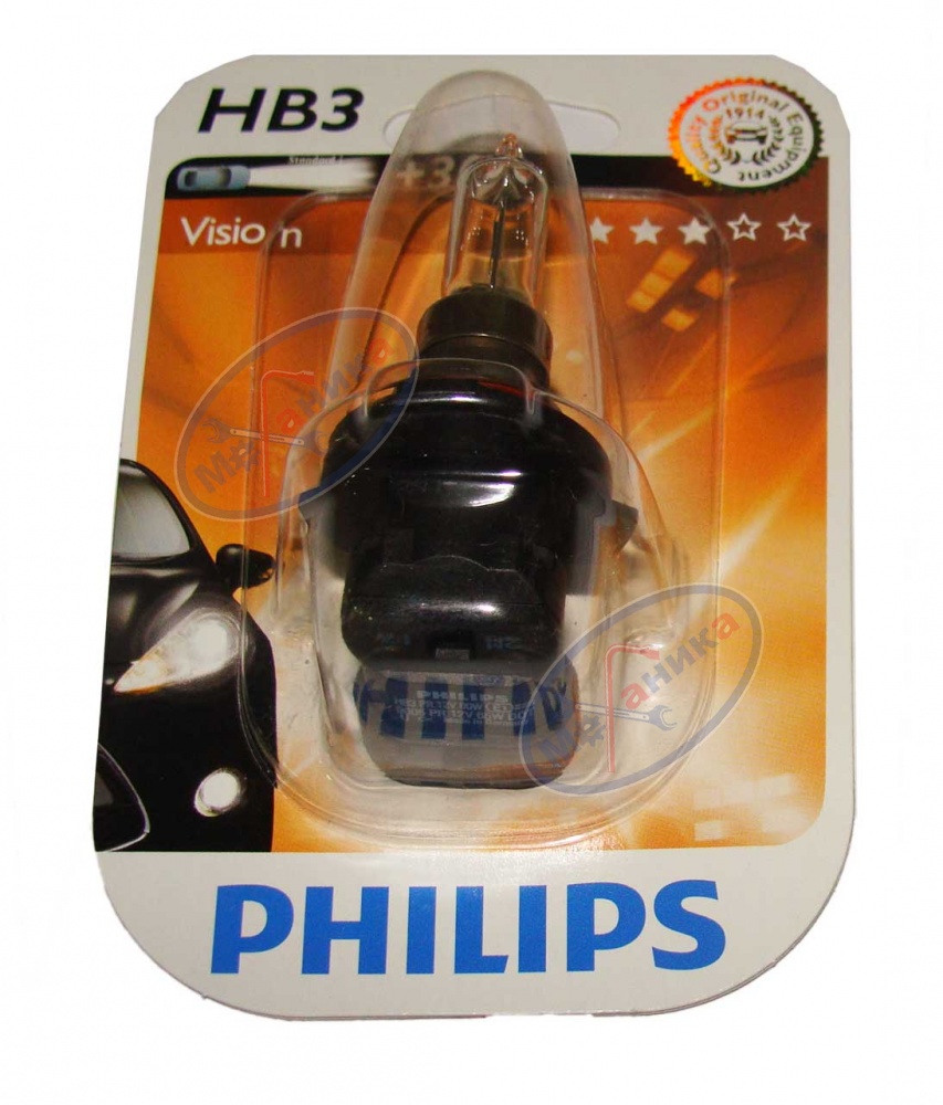 Лампа галог HB3 12V65W+30% (PHILIPS) Vision блистер 9005 PRB1 