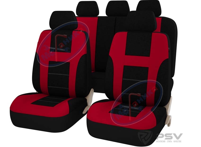 Чехлы L (PSV) полиэстер, карман, 3 молний, AirBag,CONCORD , бордовый