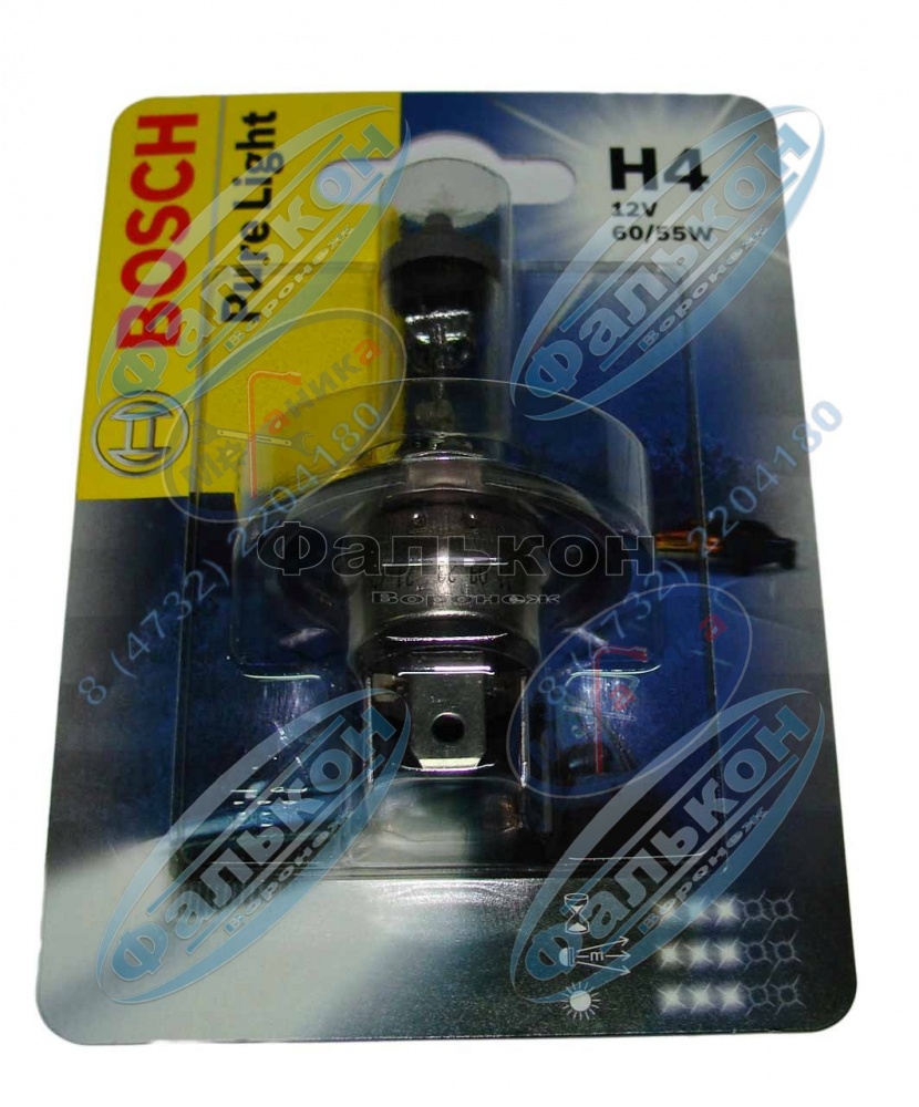 Лампа галог H4 12V60/55W (BOSCH) блистер 1987301001