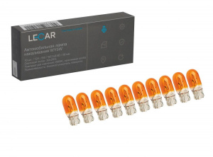 Лампа 12V5W (LECAR)  (б/ц)  W2.1X9.5D ОРАНЖЕВАЯ (габариты поворот) упаковка 10 шт. WY5W 