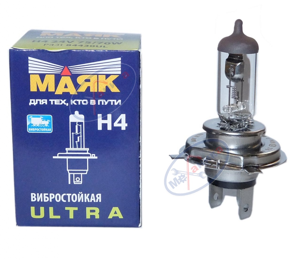 Лампа галог H4 24V75/70W (Маяк) ULTRA 84430UL