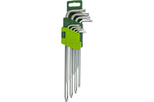 Набор ключей TORX 9 пр (Т10,15,20,25,27,30,40,45,50) длин с отверс (ДТ)